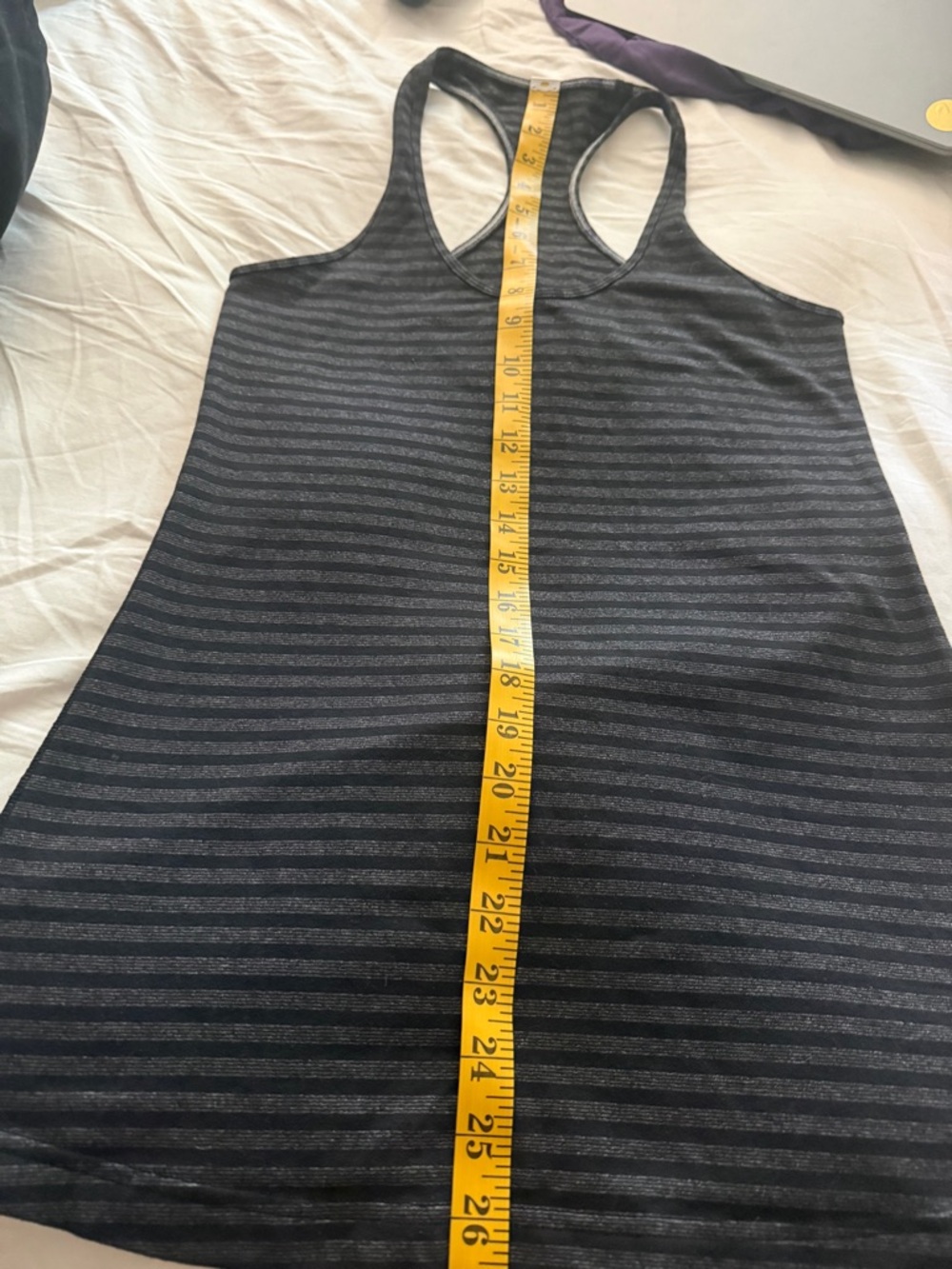Lululemon Women Tank Top Crew Neck Striped Sleeveless Size 4 Polyester Gray - Picture 6 of 6